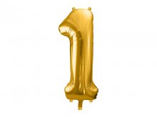 Folinis balionas "1", auksinis (86cm)